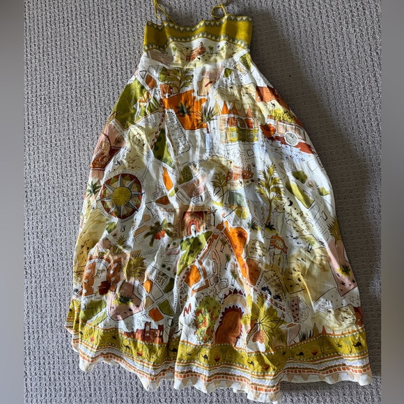 Alemais Printed Maxi Dress in Green, Peach and Cream ALÉMAIS BAZAAR SUNDRESS - Picture 6 of 6